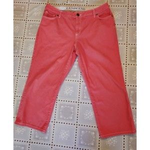 Lands End Women’s Size 14 Cropped Capri Boot Leg Pants Orange 5 Pockets